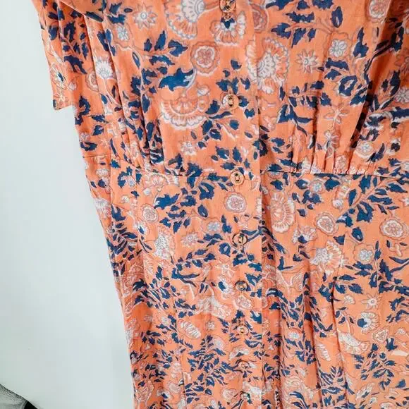 Cleobella Astrid Floral Print Dress Organic Cotton Tie Strap Maxi Boho Size S